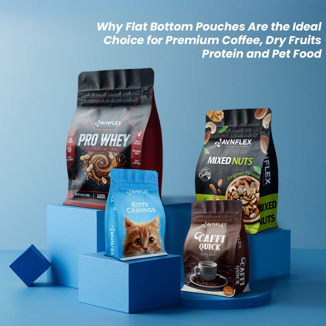 Why Flat Bottom Pouches Are the Ideal Choice for Premium Coffee, Dry Fruits, Protein and Pet Food